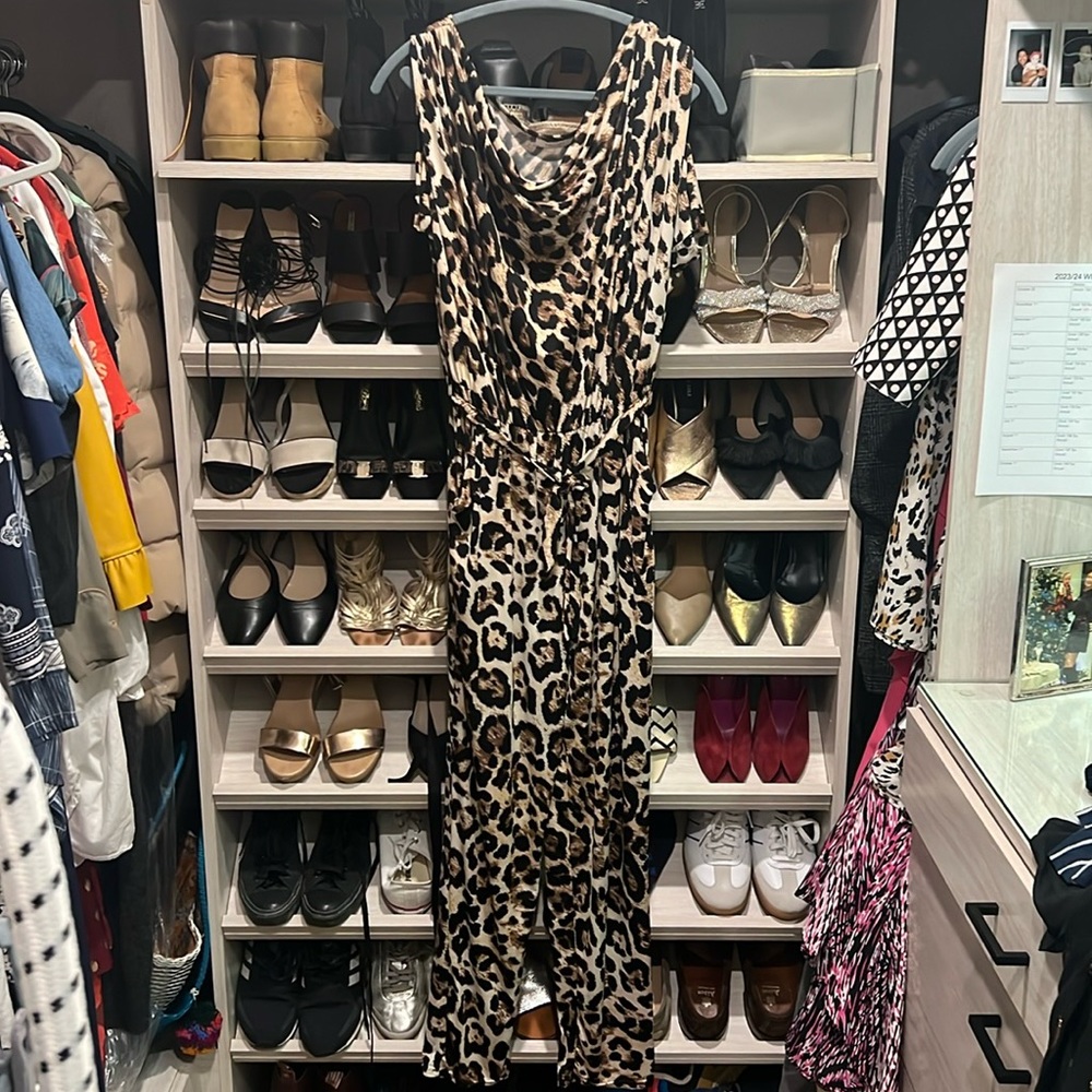 Amazingly comfortable, super stretchy jumpsuit, leopard print.